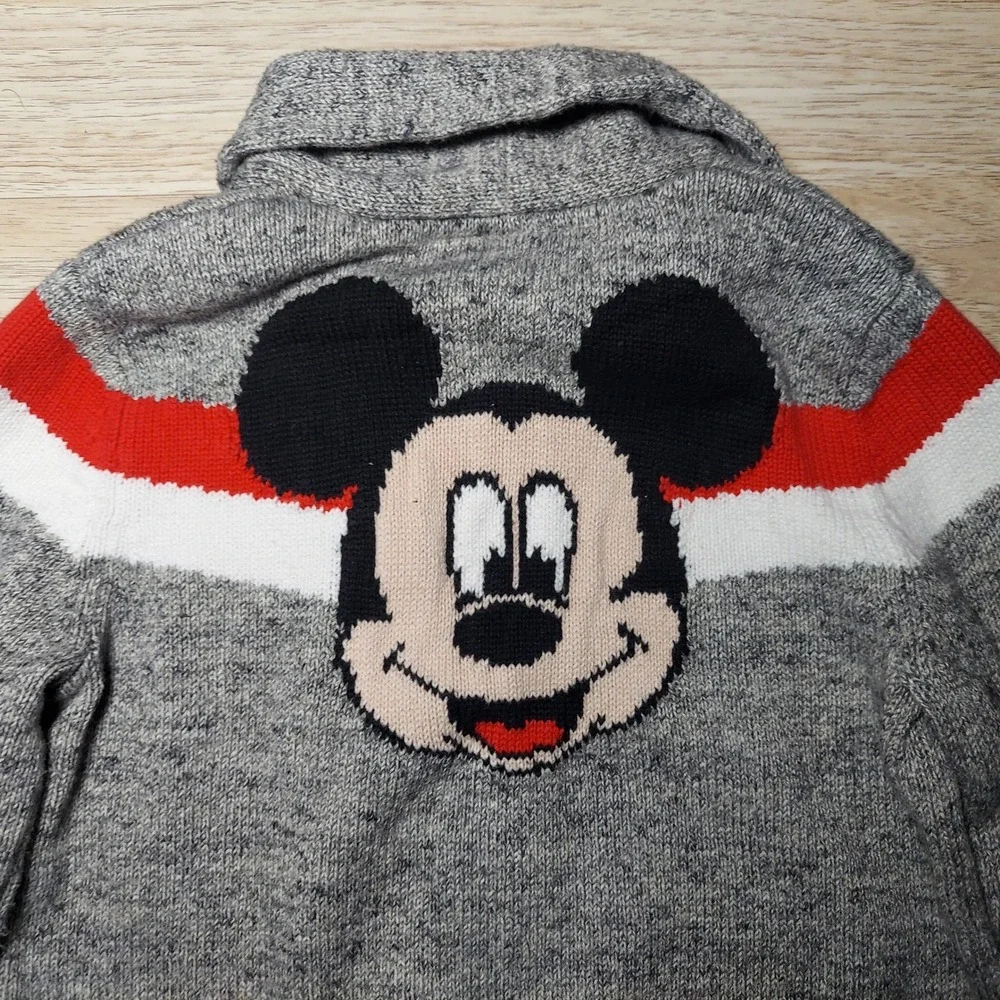 Baby Gap Disney Cardigan Toddler 4 Mickey Mouse Embroidered Wool‎ Gray Zip Up